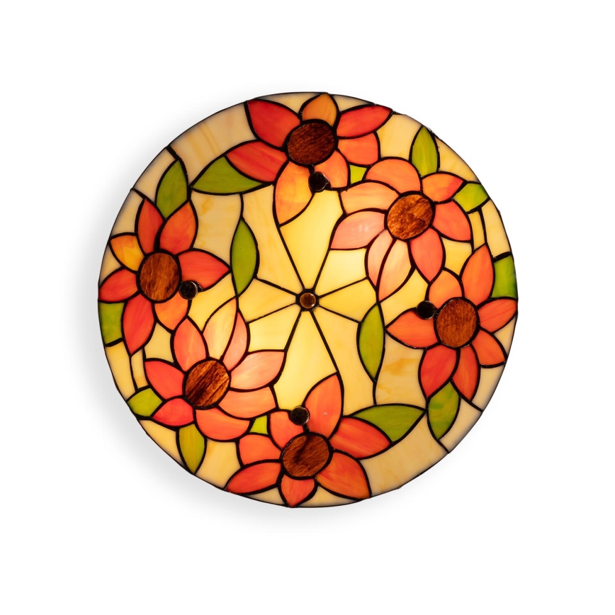 Brilagi - Tiffany vitražinis lubų šviestuvas SUNFLOWER 3xE27/60W/230V skersmuo 40 cm