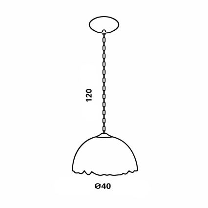 Brilagi - Tiffany vitražinis pakabinamas šviestuvas ant grandinės, dramblio kaulo, 1xE27/60W/230V, Ø 40 cm