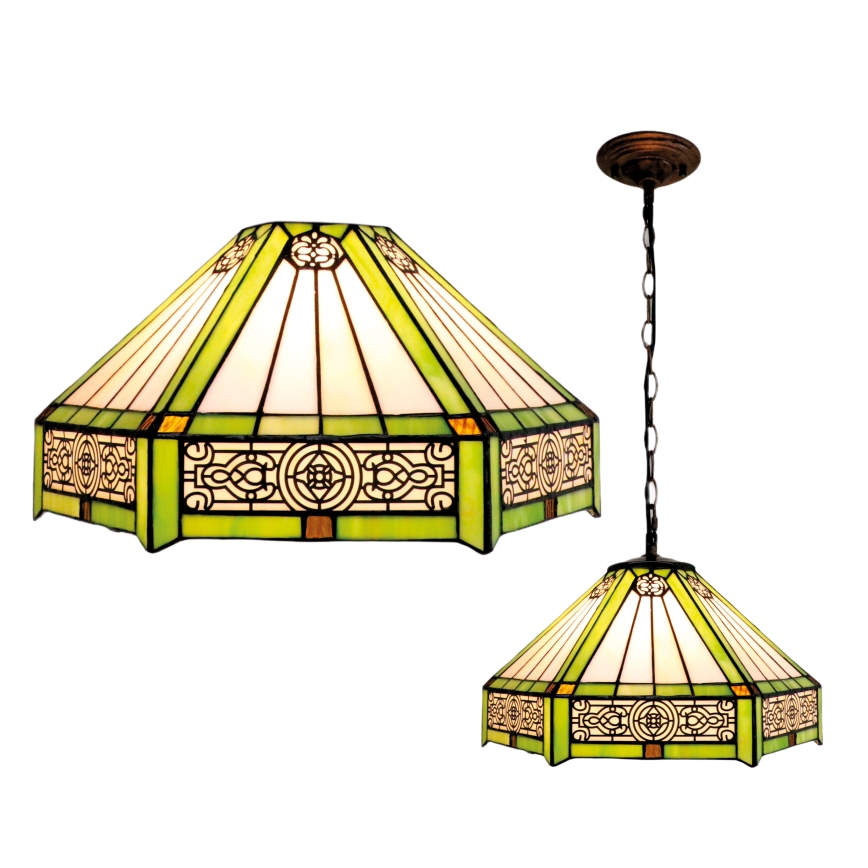 BRILAGI - Tiffany vitražinis pakabinamas šviestuvas ant grandinės EMERALD 1xE27/60W/230V skersmuo 40 cm