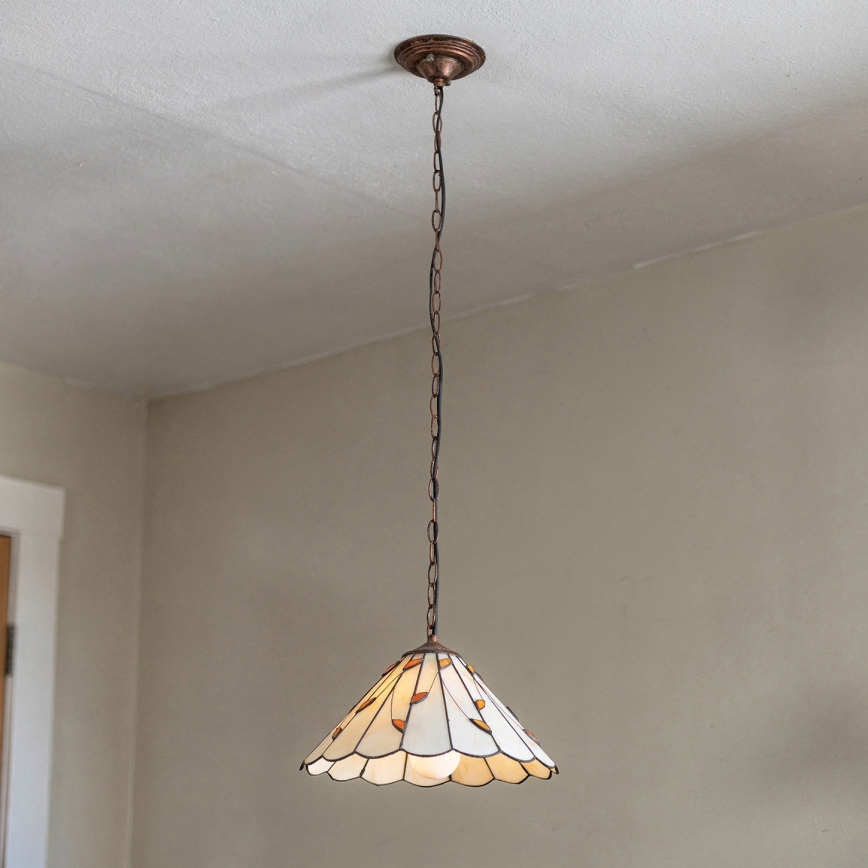 Brilagi - Tiffany vitražinis pakabinamas šviestuvas ant grandinės FOLIA 1xE27/60W/230V skersmuo 40 cm