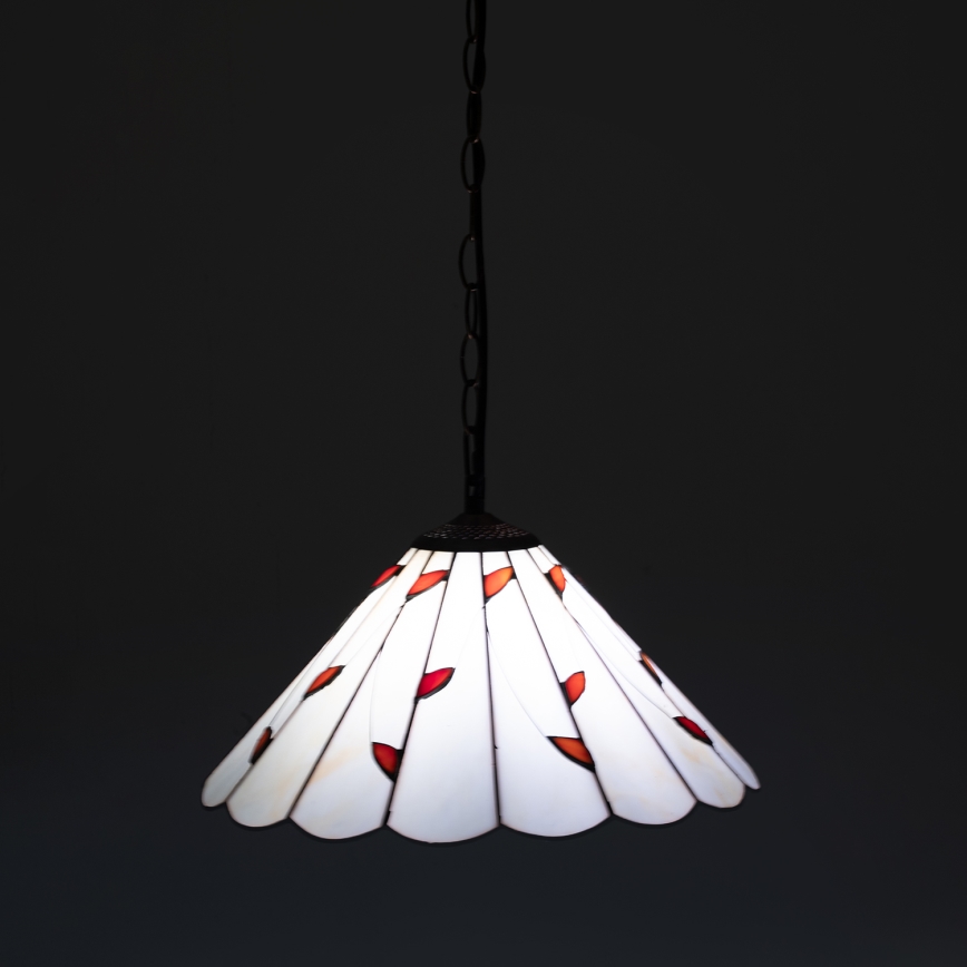 Brilagi - Tiffany vitražinis pakabinamas šviestuvas ant grandinės FOLIA 1xE27/60W/230V skersmuo 40 cm