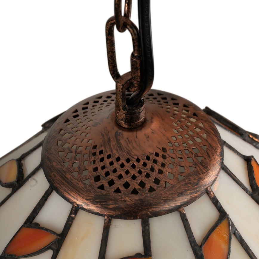 Brilagi - Tiffany vitražinis pakabinamas šviestuvas ant grandinės FOLIA 1xE27/60W/230V skersmuo 40 cm