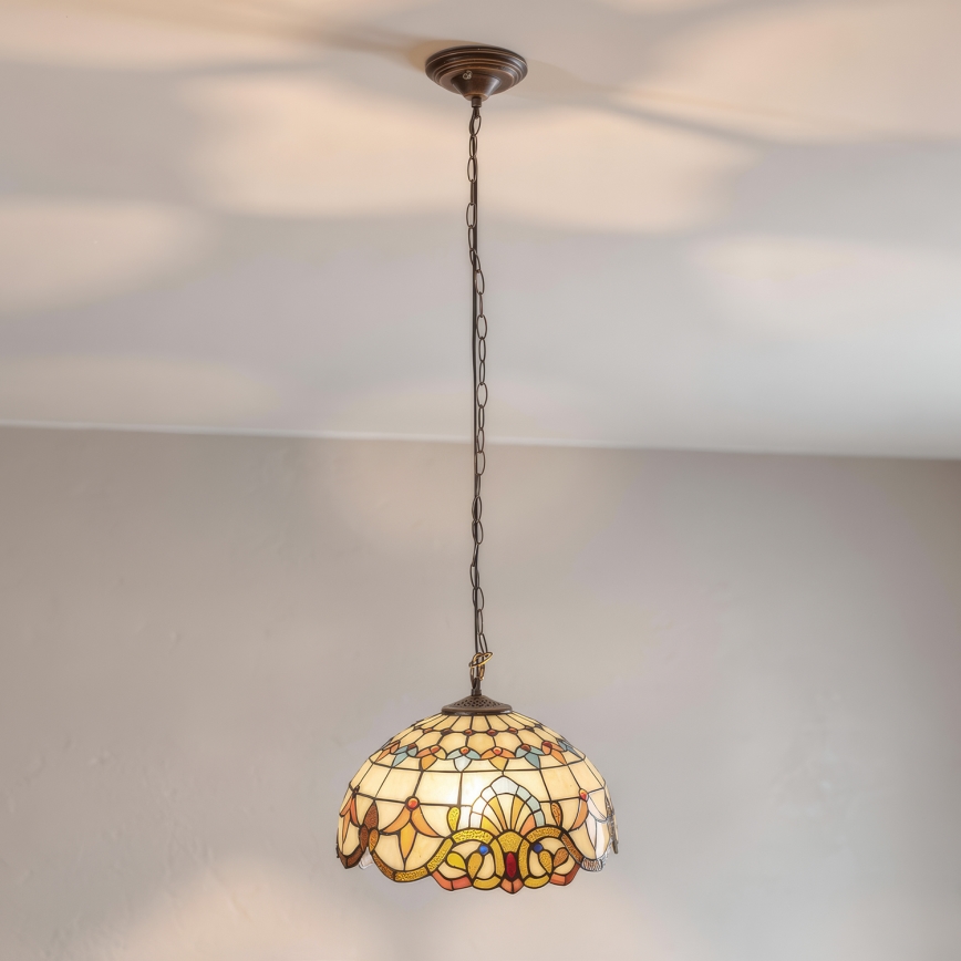 Brilagi - Tiffany vitražinis pakabinamas šviestuvas ant grandinės MIRABELLA 1xE27/60W/230V, skersmuo 40 cm