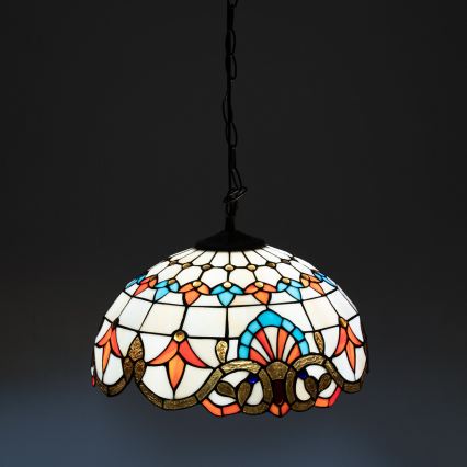 Brilagi - Tiffany vitražinis pakabinamas šviestuvas ant grandinės MIRABELLA 1xE27/60W/230V, skersmuo 40 cm