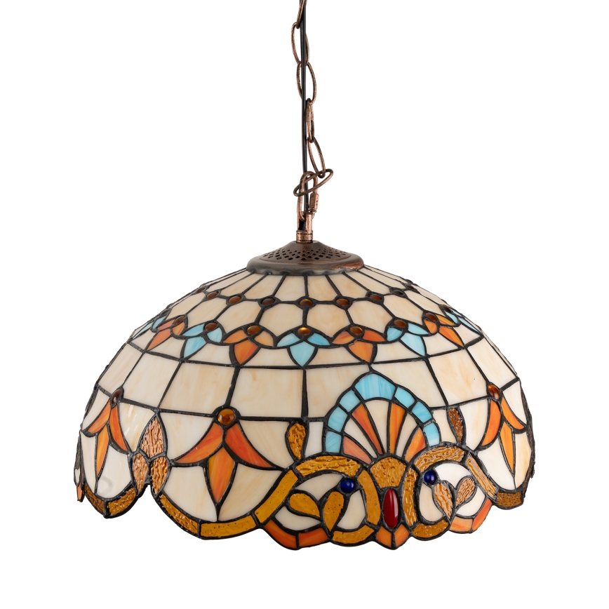 Brilagi - Tiffany vitražinis pakabinamas šviestuvas ant grandinės MIRABELLA 1xE27/60W/230V, skersmuo 40 cm