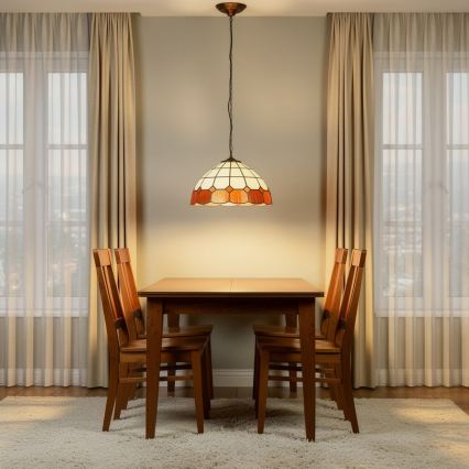 Brilagi - Tiffany vitražinis pakabinamas šviestuvas ant grandinės SIENNA 1xE27/60W/230V skersmuo 40 cm