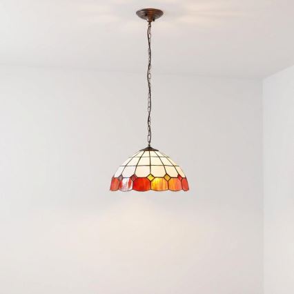Brilagi - Tiffany vitražinis pakabinamas šviestuvas ant grandinės SIENNA 1xE27/60W/230V skersmuo 40 cm