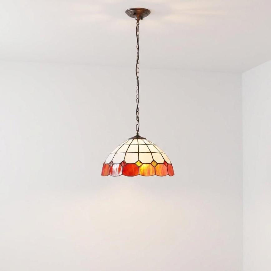 Brilagi - Tiffany vitražinis pakabinamas šviestuvas ant grandinės SIENNA 1xE27/60W/230V skersmuo 40 cm