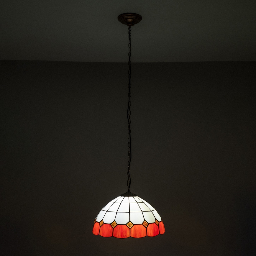 Brilagi - Tiffany vitražinis pakabinamas šviestuvas ant grandinės SIENNA 1xE27/60W/230V skersmuo 40 cm