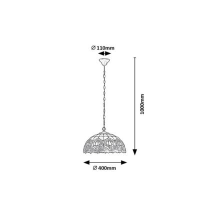 Brilagi - Tiffany vitražinis pakabinamas šviestuvas su grandine LORAS 2xE27/60W/230V