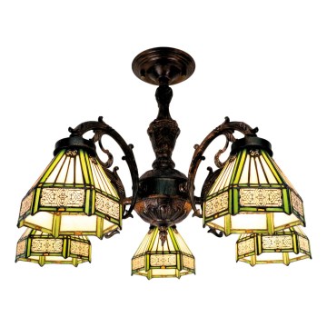 BRILAGI - Tiffany vitražinis paviršinis šviestuvas EMERALD 5xE27/60W/230V skersm. 60 cm