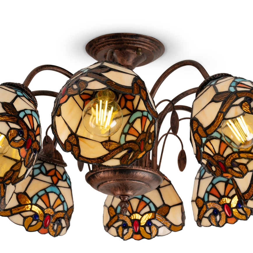 Brilagi - Tiffany vitražinis paviršinis šviestuvas MIRABELLA 8xE27/60W/230V skersmuo 68 cm
