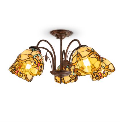 Brilagi - Tiffany vitražinis prigludęs lubinis šviestuvas MIRABELLA 5xE27/60W/230V skersmuo 60 cm