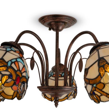 Brilagi - Tiffany vitražinis prigludęs lubinis šviestuvas MIRABELLA 5xE27/60W/230V skersmuo 60 cm