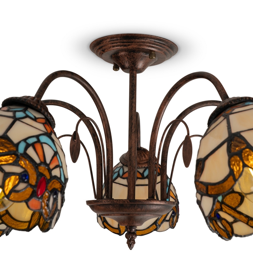 Brilagi - Tiffany vitražinis prigludęs lubinis šviestuvas MIRABELLA 5xE27/60W/230V skersmuo 60 cm