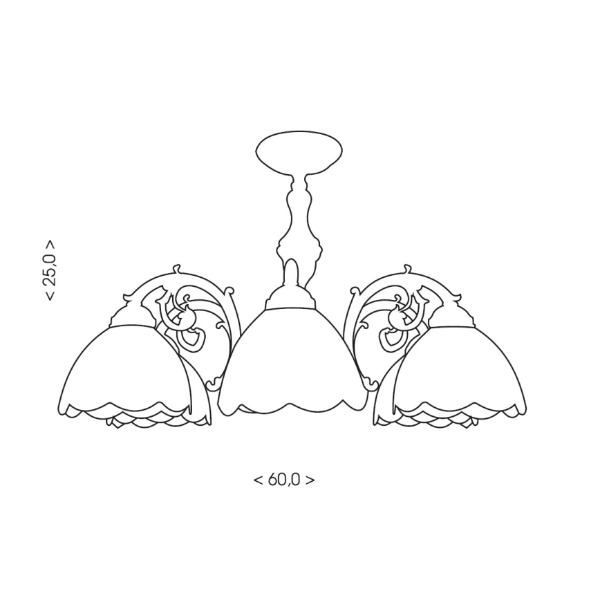 Brilagi - Tiffany vitražinis prigludęs šviestuvas MIRABELLA 3xE27/60W/230V, skersmuo 60 cm