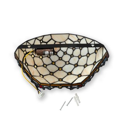 Brilagi - Tiffany vitražinis sieninis šviestuvas dramblio kaulo 1xE14/40W/230V