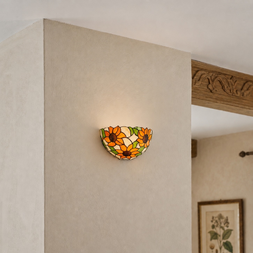 Brilagi - Tiffany vitražinis sieninis šviestuvas SUNFLOWER 1xE14/40W/230V