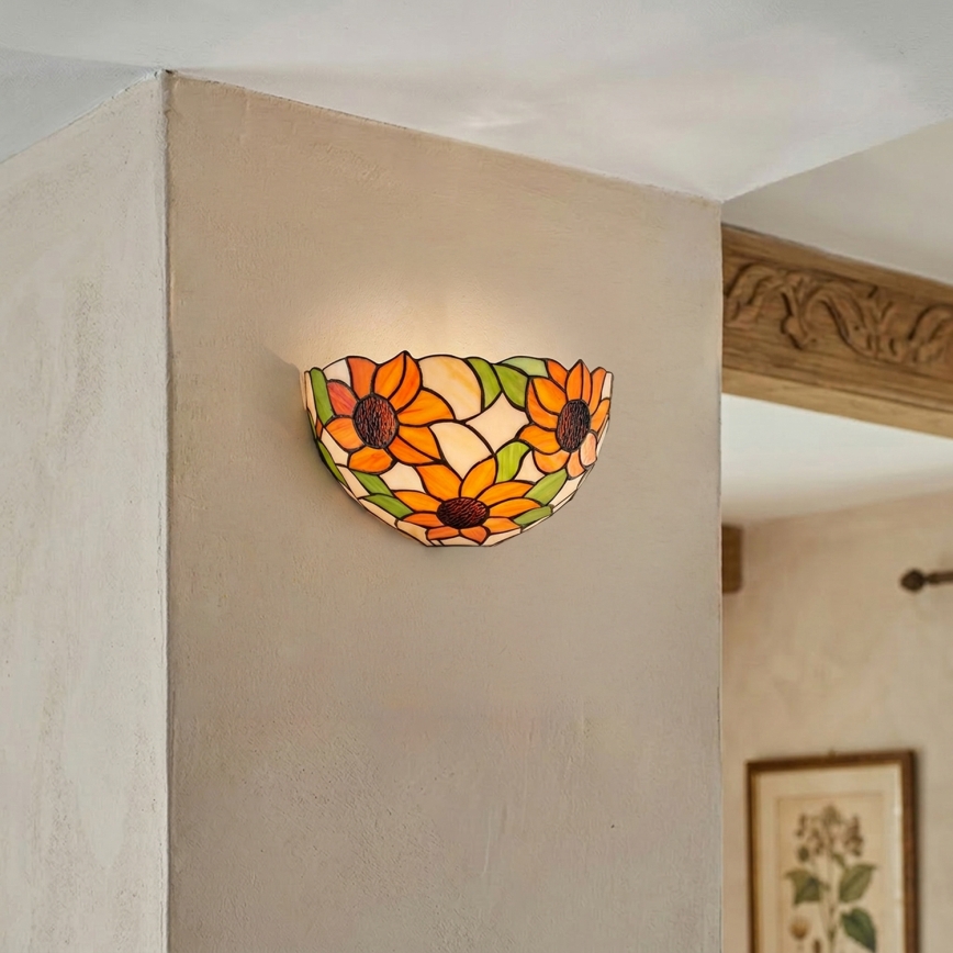 Brilagi - Tiffany vitražinis sieninis šviestuvas SUNFLOWER 1xE14/40W/230V