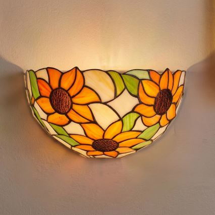 Brilagi - Tiffany vitražinis sieninis šviestuvas SUNFLOWER 1xE14/40W/230V