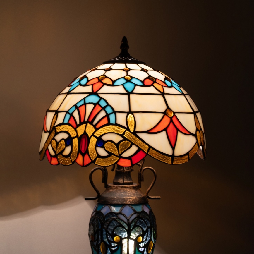 Brilagi - Tiffany vitražinis stalinis šviestuvas MIRABELLA 1xE27/60W/230V + 1xE14/40W