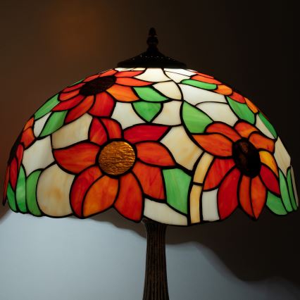 Brilagi - Tiffany vitražinis stalinis šviestuvas SUNFLOWER 2xE27/60W/230V