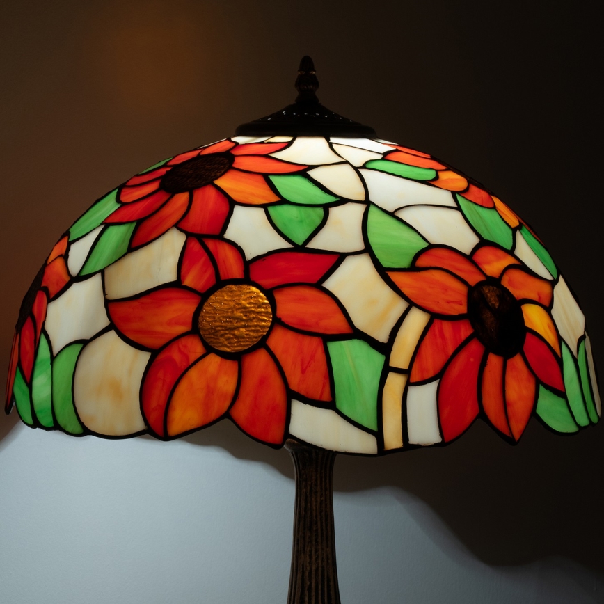 Brilagi - Tiffany vitražinis stalinis šviestuvas SUNFLOWER 2xE27/60W/230V