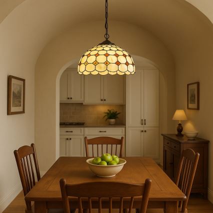 Brilagi - Tiffany vitražinis šviestuvas ant grandinės DORAN 2xE27/60W/230V