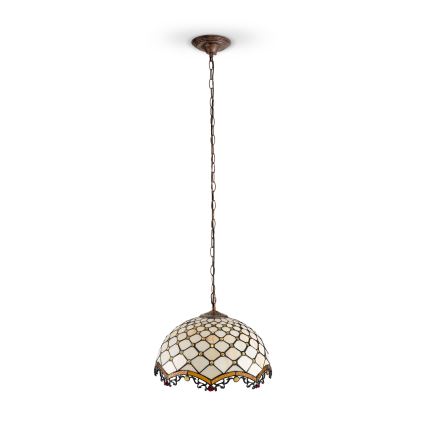 BRILAGI - Tiffany vitražinis šviestuvas ant grandinės IVORY 1xE27/60W/230V skersmuo 40 cm
