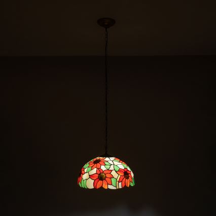 Brilagi - Tiffany vitražinis šviestuvas ant grandinės SUNFLOWER 1xE27/60W/230V skersmuo 40 cm