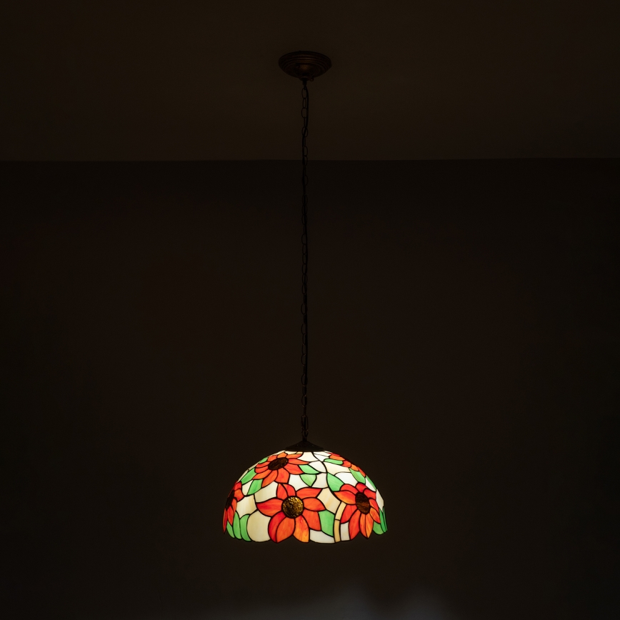 Brilagi - Tiffany vitražinis šviestuvas ant grandinės SUNFLOWER 1xE27/60W/230V skersmuo 40 cm