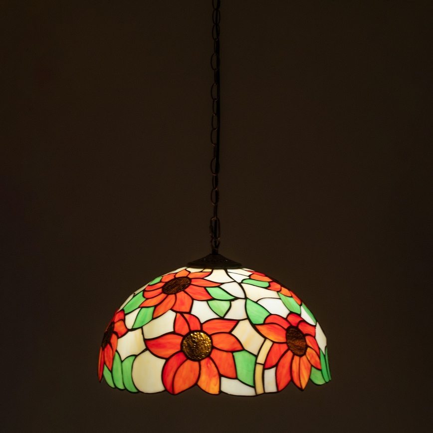 Brilagi - Tiffany vitražinis šviestuvas ant grandinės SUNFLOWER 1xE27/60W/230V skersmuo 40 cm