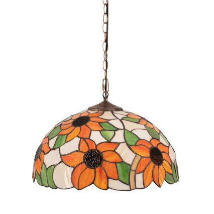 Brilagi - Tiffany vitražinis šviestuvas ant grandinės SUNFLOWER 1xE27/60W/230V skersmuo 40 cm