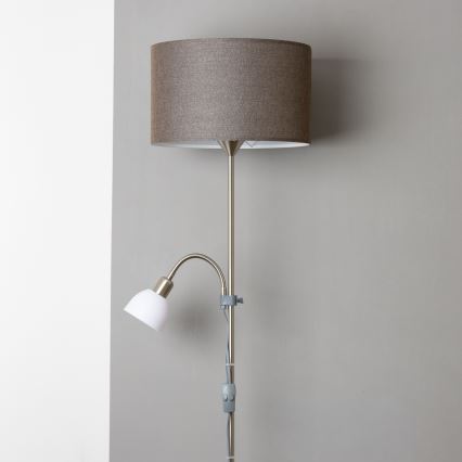 Brilagi - Toršeras CERIA 2 viename 1xE27/100W/230V + 1xE14/25W, matinio chromo / rudos spalvos