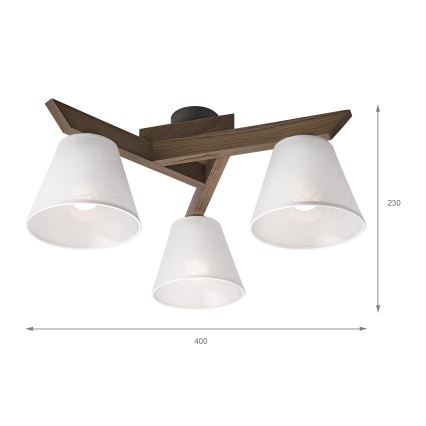 Brilagi - Tvirtinamas sietynas ANTHONY 3xE14/40W/230V ąžuolas/balta