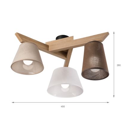 Brilagi - Tvirtinamas sietynas ANTHONY 3xE14/40W/230V ąžuolas