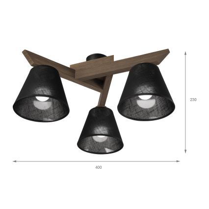 Brilagi - Tvirtinamas sietynas ANTHONY 3xE14/40W/230V ąžuolas/juoda