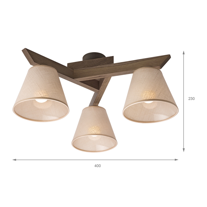 Brilagi - Tvirtinamas sietynas ANTHONY 3xE14/40W/230V ąžuolas/smėlio spalva