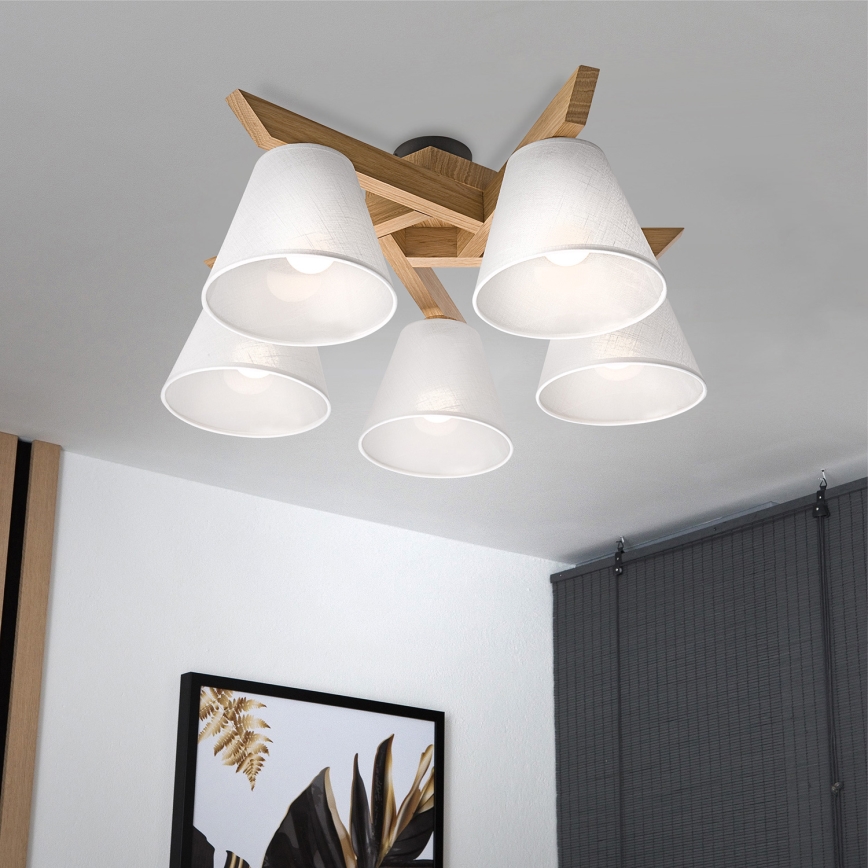 Brilagi - Tvirtinamas sietynas ANTHONY 5xE14/40W/230V ąžuolas/balta