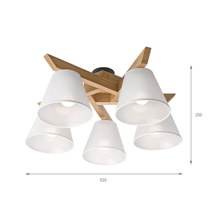 Brilagi - Tvirtinamas sietynas ANTHONY 5xE14/40W/230V ąžuolas/balta