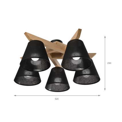 Brilagi - Tvirtinamas sietynas ANTHONY 5xE14/40W/230V ąžuolas/juoda