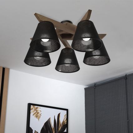 Brilagi - Tvirtinamas sietynas ANTHONY 5xE14/40W/230V ąžuolas/juoda