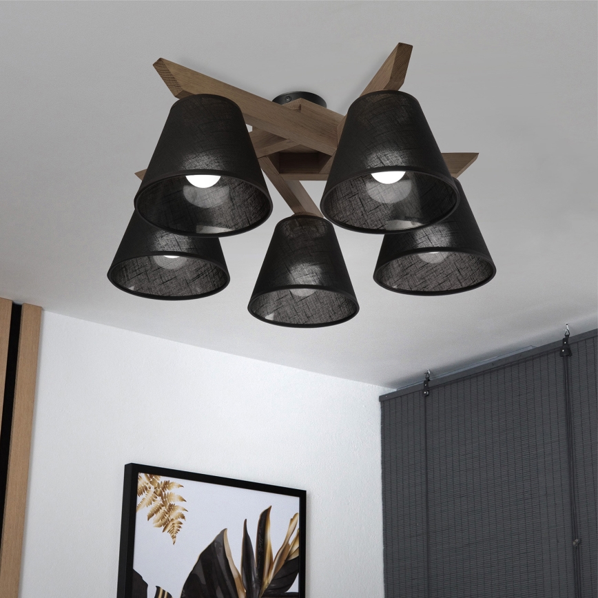 Brilagi - Tvirtinamas sietynas ANTHONY 5xE14/40W/230V ąžuolas/juoda