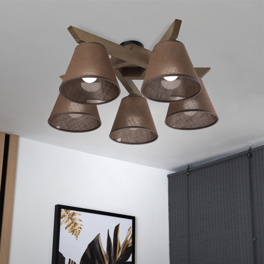 Brilagi - Tvirtinamas sietynas ANTHONY 5xE14/40W/230V ąžuolas/ruda