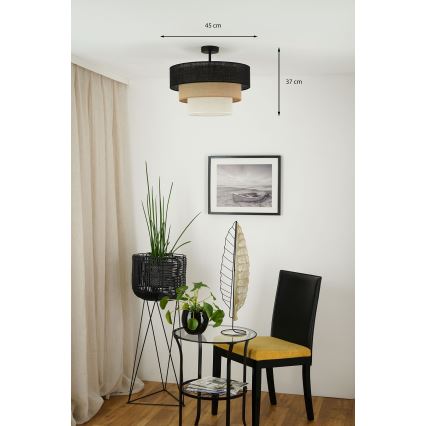 Brilagi - Tvirtinamas sietynas ASPEN LUNETA 1xE27/15W/230V diametras 45 cm juoda/smėlio spalva/kreminė