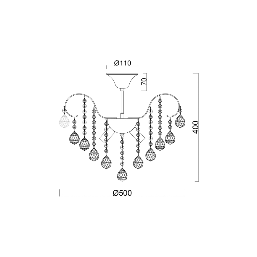 Brilagi - Tvirtinamas sietynas CRYSTAL 6xE14/60W/230V auksas