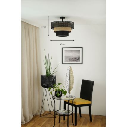 Brilagi - Tvirtinamas sietynas DAKOTA LUNETA 1xE27/15W/230V diametras 45 cm juoda/smėlio spalva