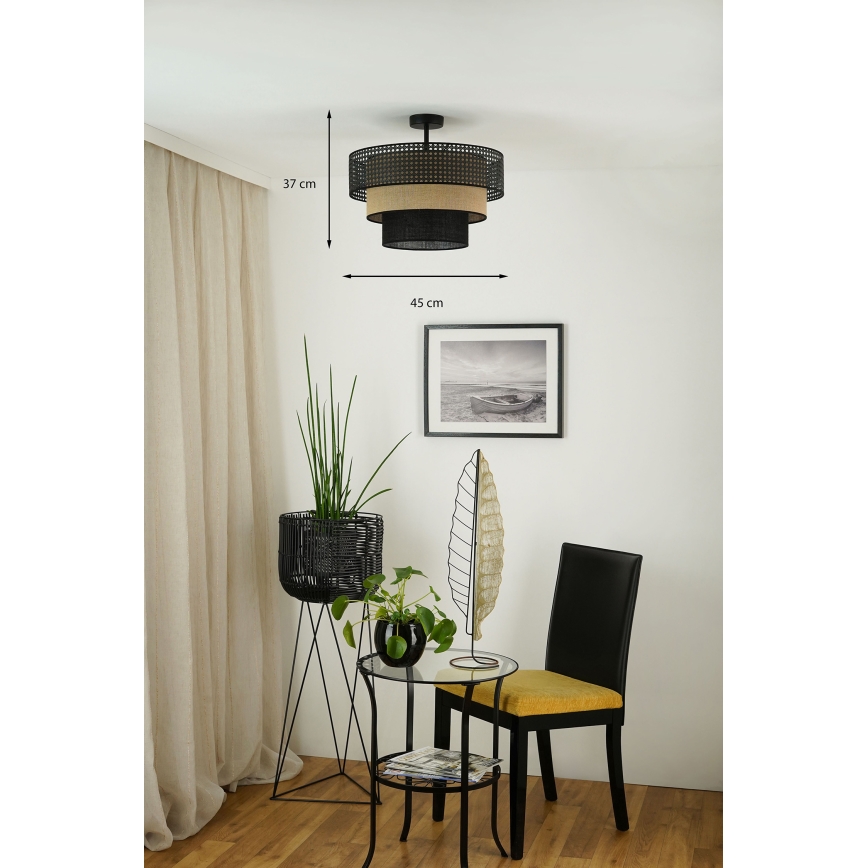 Brilagi - Tvirtinamas sietynas DAKOTA LUNETA 1xE27/15W/230V diametras 45 cm juoda/smėlio spalva