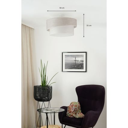 Brilagi - Tvirtinamas sietynas DOVER SHINE 1xE27/15W/230V diametras 50 cm pilka/kreminė
