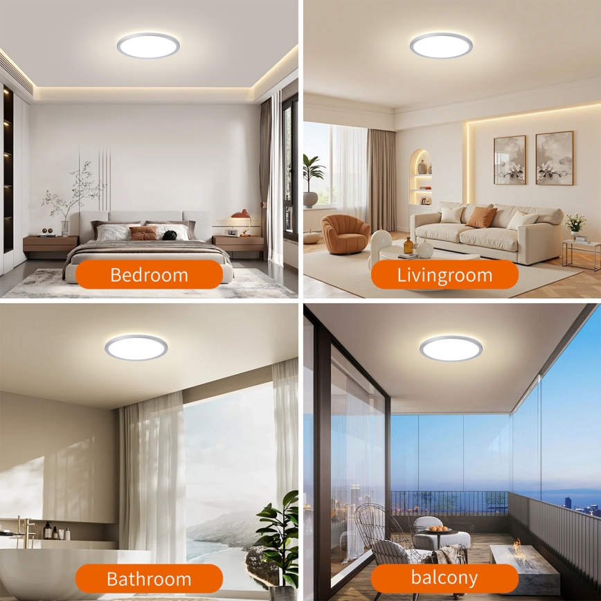 Brilagi - LED vonios kambario lubinis šviestuvas ULTRA SLIM LED/12W/230V Ø 22,5 cm sidabrinis IP54